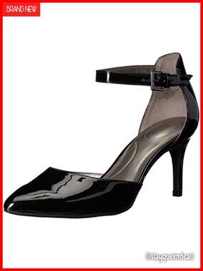Pointed Toe Stiletto Pump Ankle Strap Dress Shoe Patent PU